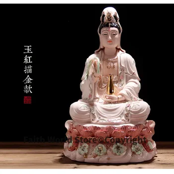 30cm גדול # בדרגה גבוהה בבית המשפחה יעילה פנג שואי קמע קמע Guanyin בודהה פורצלן ג ' ייד גילוף הפסלים פסל