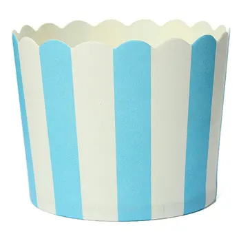 50 X הקאפקייקס עטיפת נייר עוגת תיק כוסות אפייה אניה מאפין קינוח אפייה,כוס, כחול עם פסים