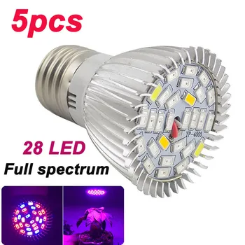 5pcs צמח לגדול האורות ספקטרום מלא 28 18 נורת LED לגדול אור המנורה על צמחים פרחים ירקות חממה הידרופוניקה K5