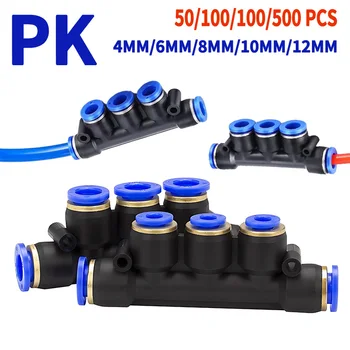PK פנאומטי מחבר פלסטיק 5-הדרך צינור מים המחבר - מהר-Plug אוויר מפיץ מתאים (4 מ 