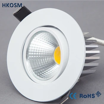 בהיר שקוע LED ניתן לעמעום סיבוב Downlight קלח 3w 5W 9W 12W LED ספוט אור קישוט מנורת תקרה AC 110V-220V גוף לבן