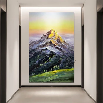 ההר הגבוה 3d תמונה יפה נוף קיר בד רול ציור מופשט הדשא צבוע ביד אמנות מודרנית לא ממוסגר ממוסגרים