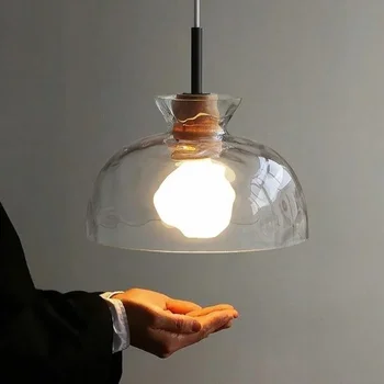 מודרני תליון מנורה קבועה זכוכית שקופה אהיל הובלת חדר שינה סלון מטבח פינת אוכל מסעדה עיצוב הבית תלוי אורות