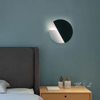 נורדי קיר+מנורות ברזל עגול מנורת קיר Led אקרילי קיר גופי תאורה לסלון חדר השינה ליד המנורה מואר המראה את המנורה