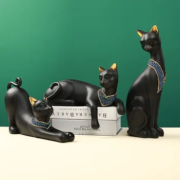שרף המצרי חתול מלאכות וינטג ' לעיצוב הבית המודרני בציר רטבים אלת אלוהים פרעה פסלון פסל על השולחן קישוטים מתנות